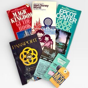 VINTAGE 1984 Disney World EPCOT Lot 10/13 Ticket, Guides, WorldFest Map Ephemera